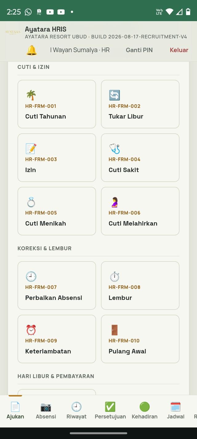 Layar Saldo Cuti: AL, DP, dan EO